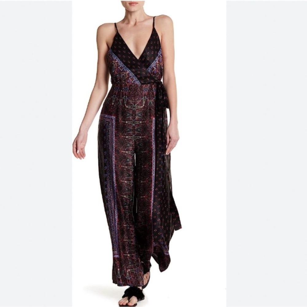 Free People Cabbage Rose in Berry Twilight Jumpsuit Size 4